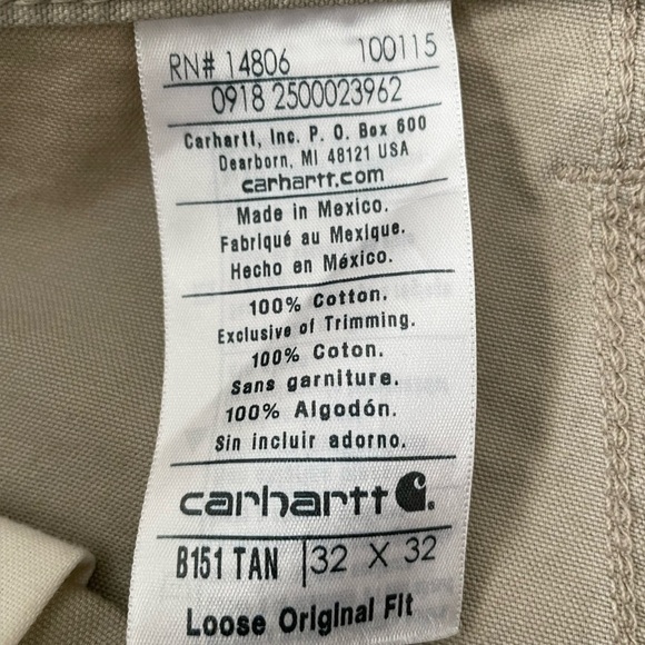 Carhartt Utility Work Pants Loose Relaxed Fit Canvas Khaki Tan 32X32 - Picture 11 of 12